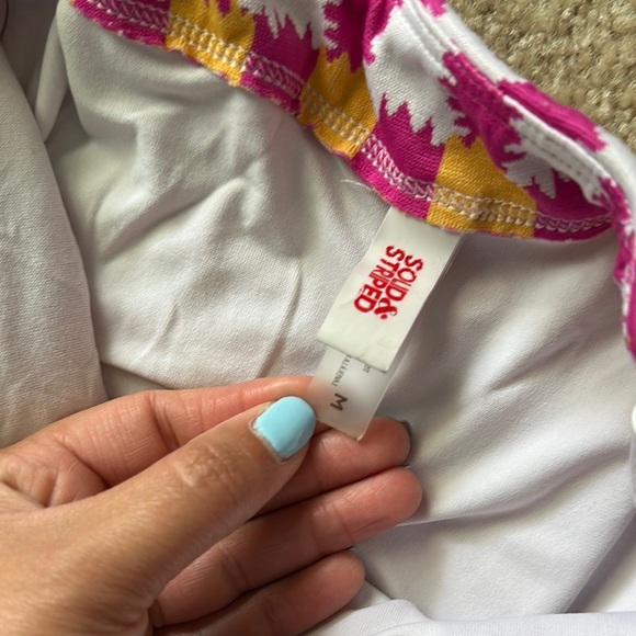 Solid & Striped The Gemma Knit One Piece Check Pink Orange Women’s Medium Swim - Picture 6 of 9